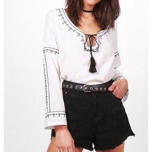 Embroidered Woven Top